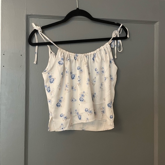 Scoop Neck Satin Cami Tie Shoulder - Picture 2 of 5